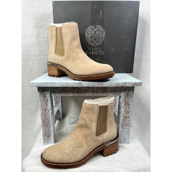 Vince Camuto Shoes - Vince Camuto Kelivena Suede Chelsea Boots Tortilla Beige Lug‎ Sole Size 8.5M